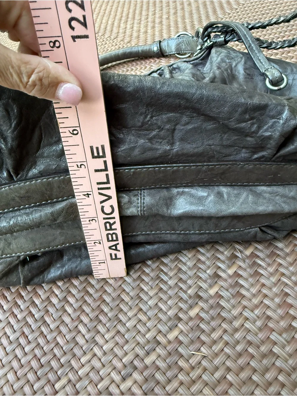 Juicy Couture Distressed Leather Hobo Bag Bronze Braided Strap Large Y2K
